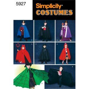 Simplicity 5927 Childs Costumes Pattern‎ Cape Robe Headpieces Size 3-8